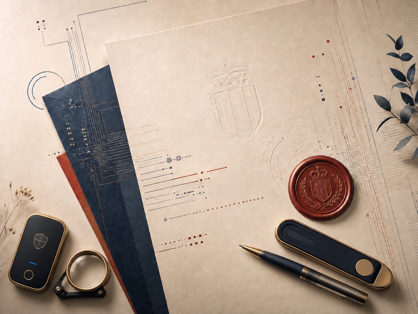 Abstrakte Illustration zum Notariat in Liechtenstein – Bergt Law